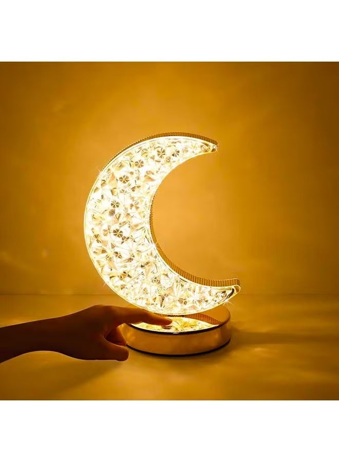 هلالفل هيلالفول كريستال الهلال مصباح الطاولة | الديكور الإسلامي مصباح LED لغرفة النوم وغرفة المعيشة | مصباح الهلال رمضان قابل للتعديل لعيد ، الديكور المنزلي والهدايا - Image 4